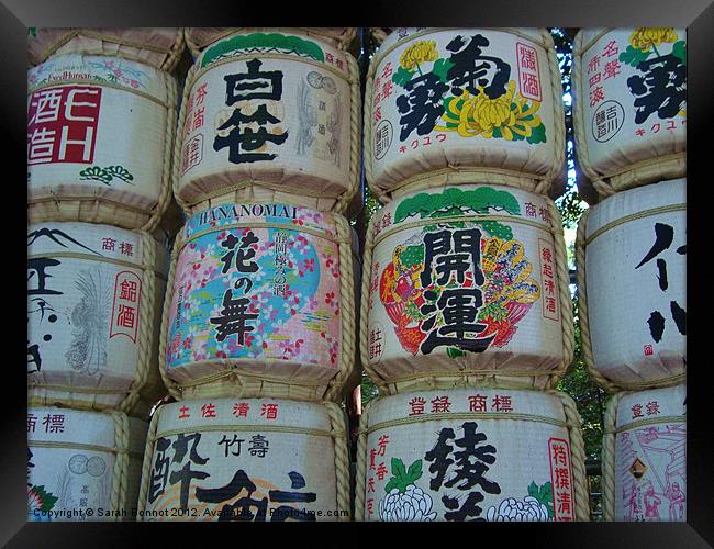 Sake barrels Tokyo Framed Print by Sarah Bonnot