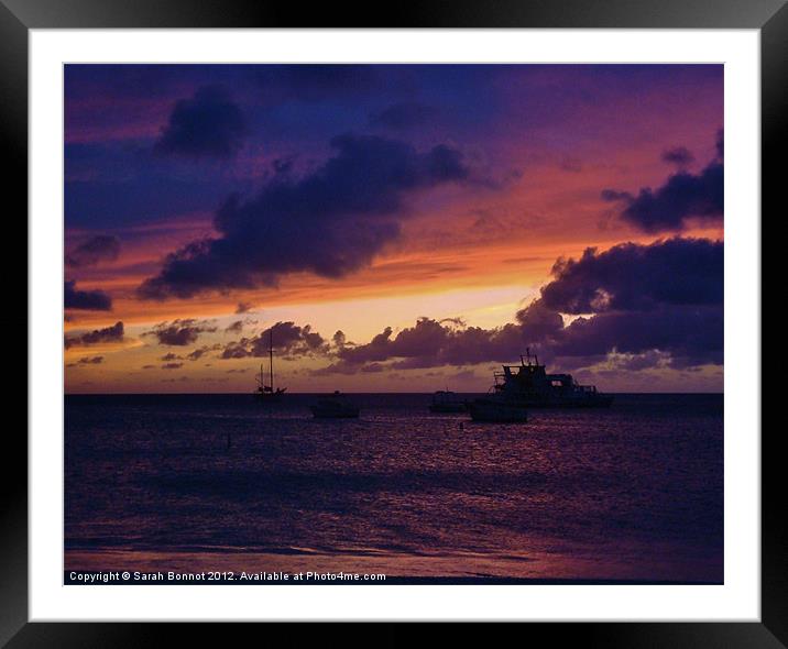 Sunset in Aruba Framed Mounted Print by Sarah Bonnot