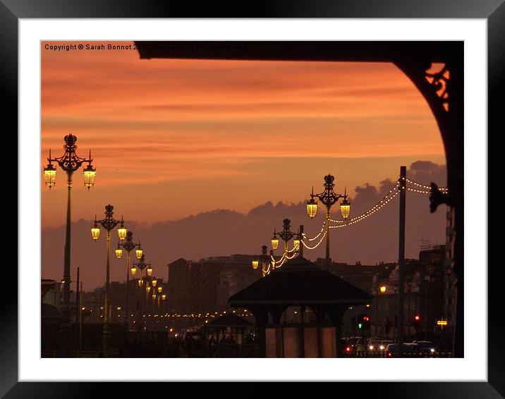 Brighton Seafront at Dusk Framed Mounted Print by Sarah Bonnot