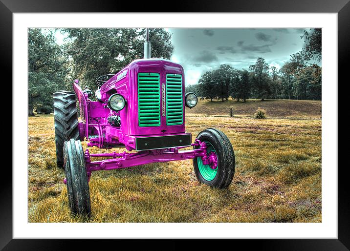 Little Pink Vintage Tractor Framed Mounted Print by Gavin Wilson