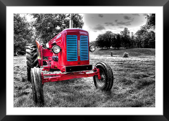 Vintage Red Tractor Framed Mounted Print by Gavin Wilson