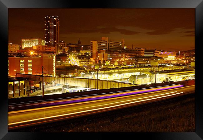 Sheffield at night Framed Print by David Yeaman