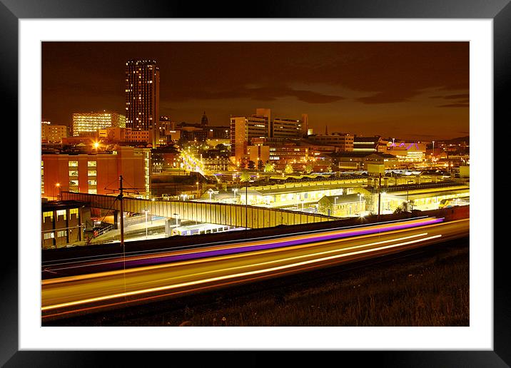 Sheffield at night Framed Mounted Print by David Yeaman