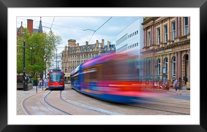 Sheffield Super Tram Framed Mounted Print by David Yeaman