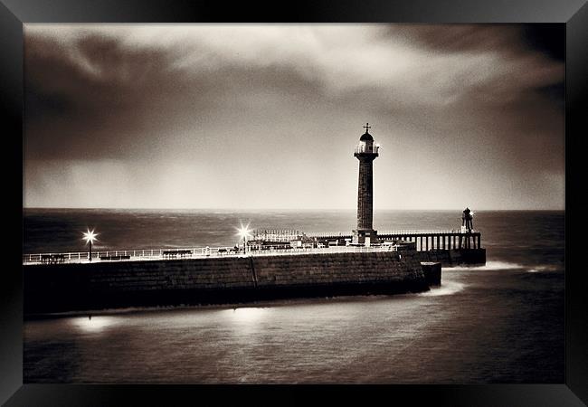 Whitby Pier Framed Print by David Yeaman