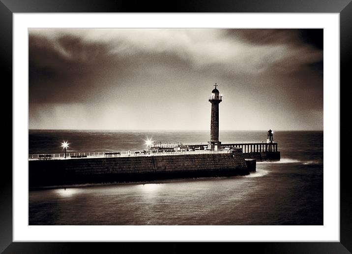 Whitby Pier Framed Mounted Print by David Yeaman