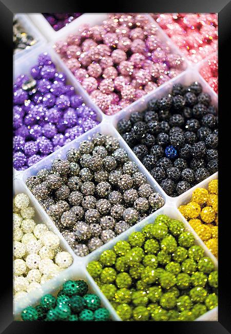 Coloured Beads Framed Print by David Yeaman