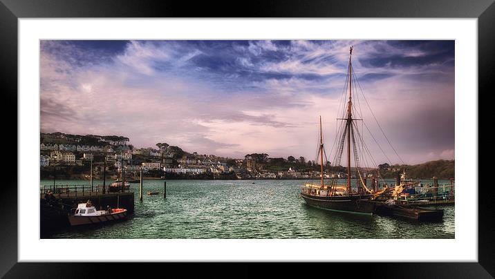 Polruan at Dusk Framed Mounted Print by David Yeaman