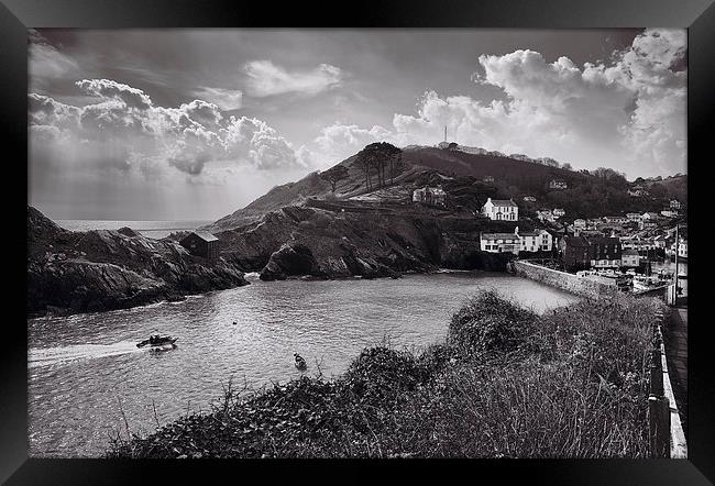 Polperro Harbour Framed Print by David Yeaman