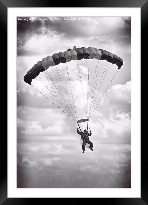  Solitary RAF Falcons Parachutist Framed Mounted Print by David Yeaman