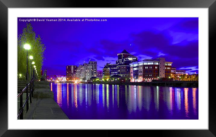 Harbour City at Night Framed Mounted Print by David Yeaman