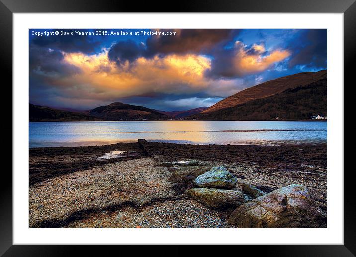 Sunset on Loch Long Framed Mounted Print by David Yeaman