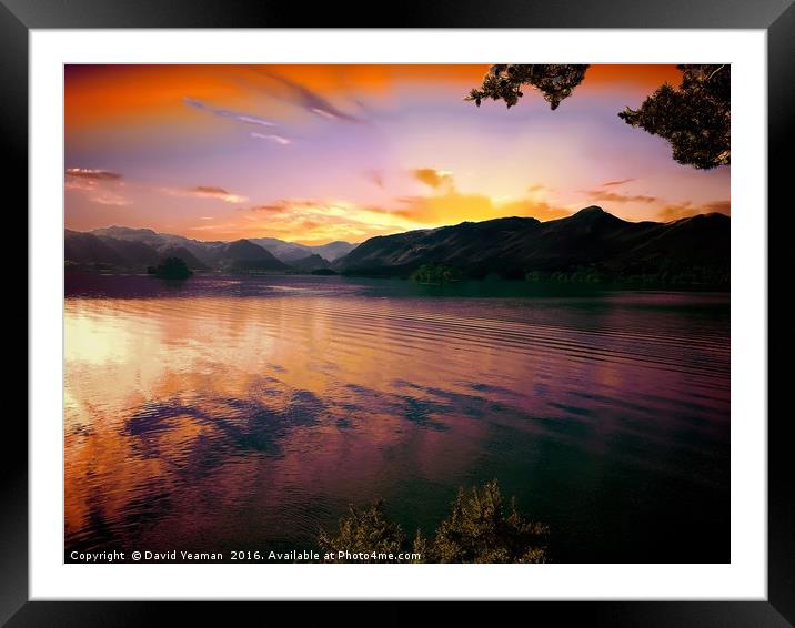 Derwent Water Framed Mounted Print by David Yeaman