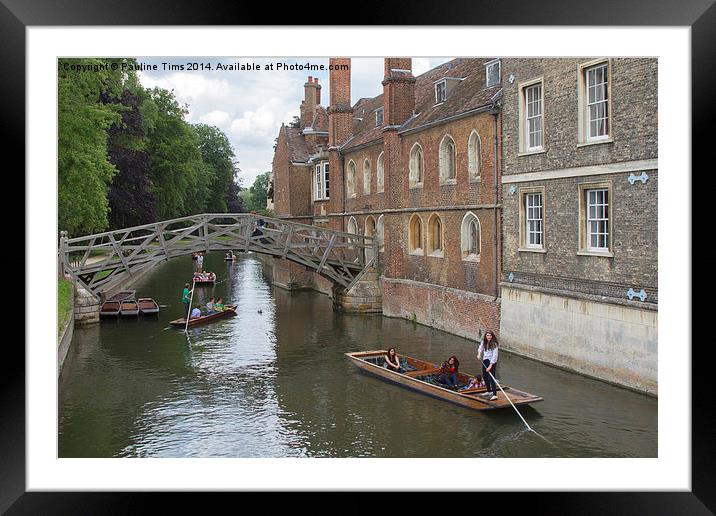 Punting on the Cam Framed Mounted Print by Pauline Tims