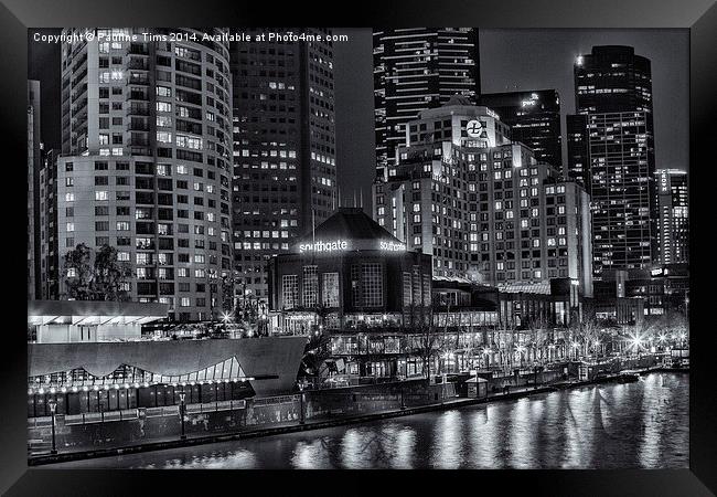 Melbourne in Mono Framed Print by Pauline Tims