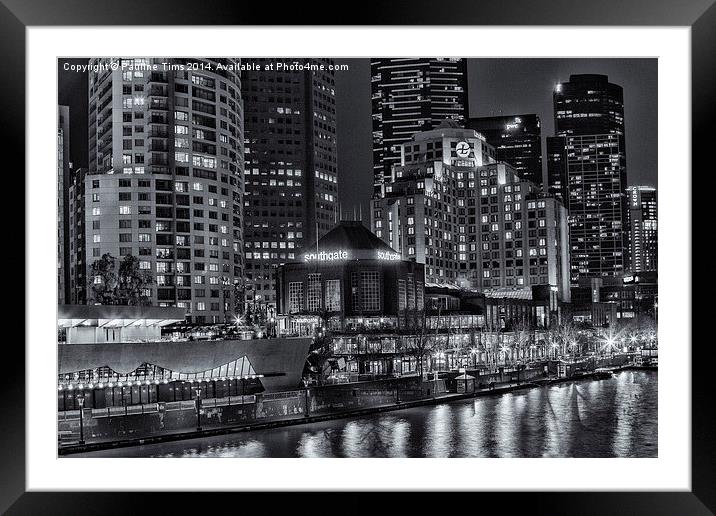 Melbourne in Mono Framed Mounted Print by Pauline Tims
