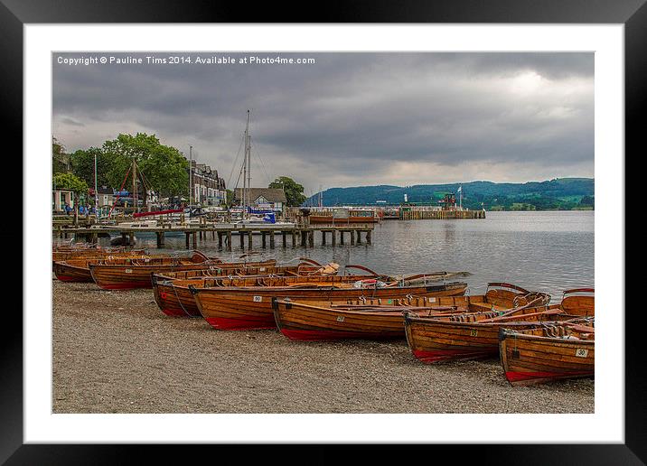 Rowing boats Ambleside UK Framed Mounted Print by Pauline Tims