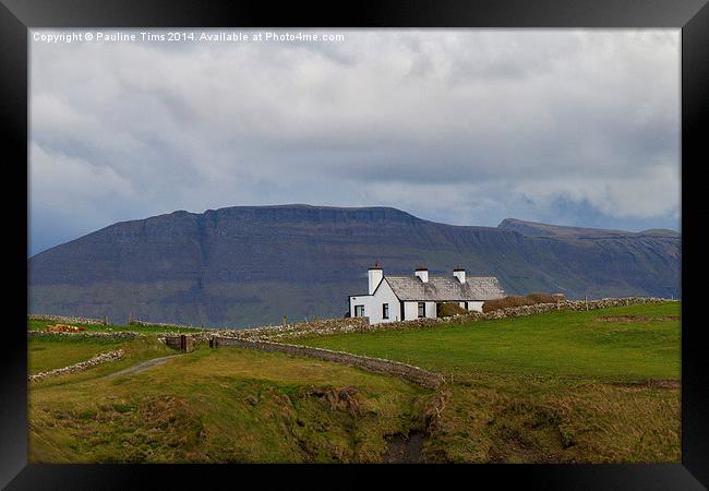 Cottage on the Cliff, Mullachmore, ireland Framed Print by Pauline Tims