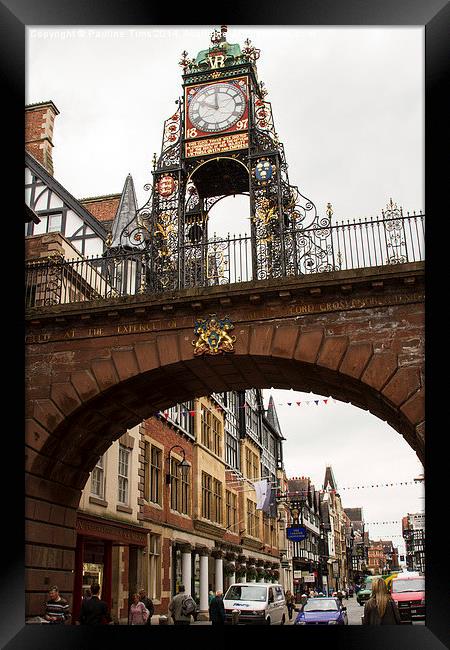 Eastgate and Eastgate clock Chester, Cheshire, U.K Framed Print by Pauline Tims