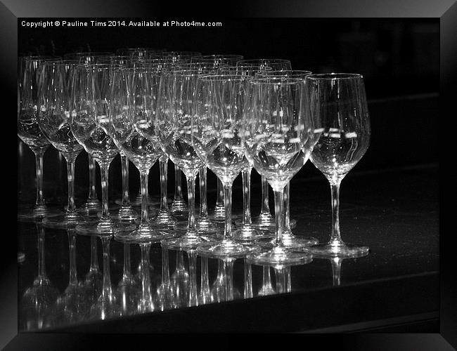 Wine Glasses Framed Print by Pauline Tims