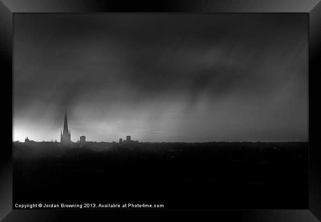 Rain over norwich Framed Print by Jordan Browning Photo