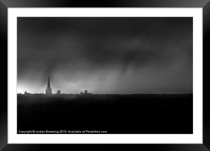 Rain over norwich Framed Mounted Print by Jordan Browning Photo