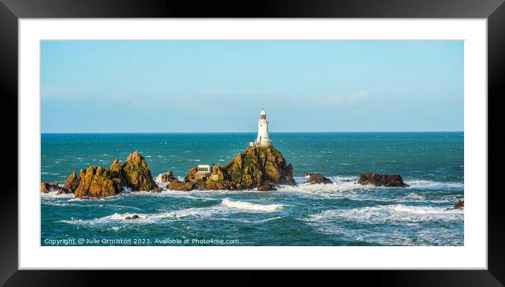 Corbiere Lighthouse Jersey Framed Mounted Print by Julie Ormiston