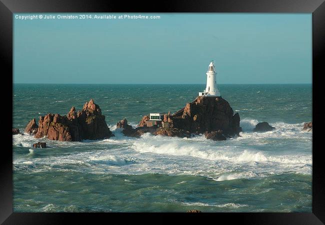 Corbiere Lighthouse Framed Print by Julie Ormiston