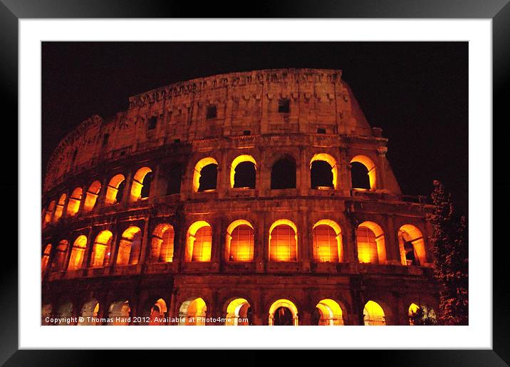 Roman Colosseum at night Framed Mounted Print by Tom Hard