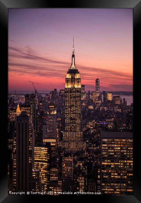 New York City Sunset Framed Print by Tom Hard