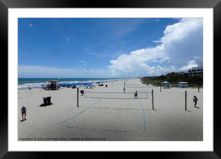 Cocoa Beach Volleyball Framed Mounted Print by Judy Hall-Folde