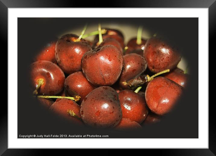 Cherry Delight Framed Mounted Print by Judy Hall-Folde