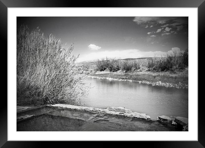 Rio Grande Hot Springs in black and white Framed Mounted Print by Judy Hall-Folde