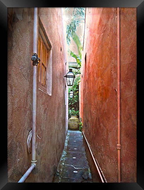 Just a Narrow NOLA Alley Framed Print by Judy Hall-Folde