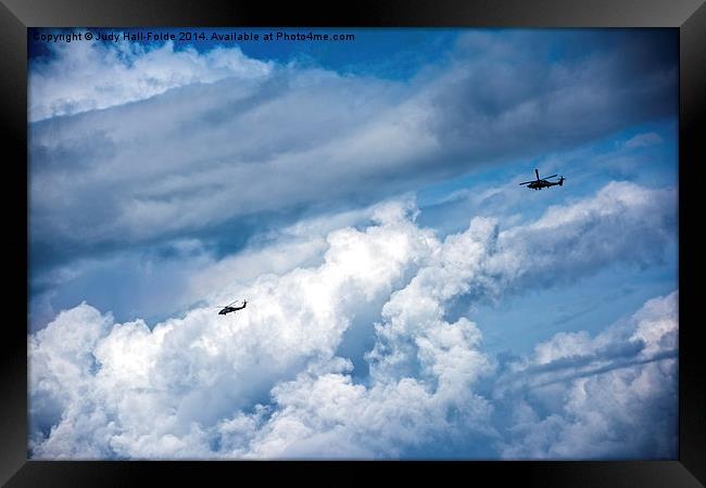 Copters over the Atlantic Framed Print by Judy Hall-Folde