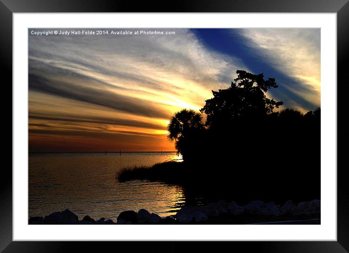 Sunset at Bayport Park Framed Mounted Print by Judy Hall-Folde