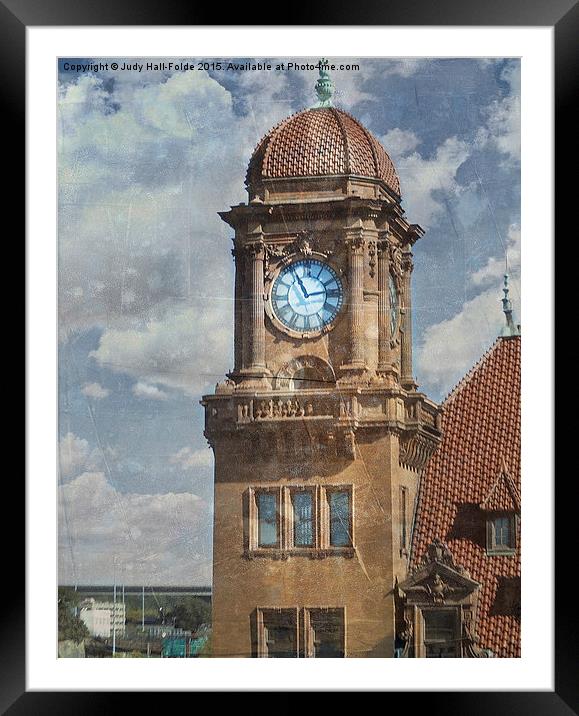 Train Station Clock Tower Framed Mounted Print by Judy Hall-Folde