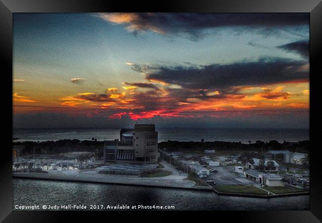 Port Everglades Sunrise Framed Print by Judy Hall-Folde