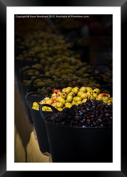 Barrel of Olives Framed Mounted Print by Sean Needham