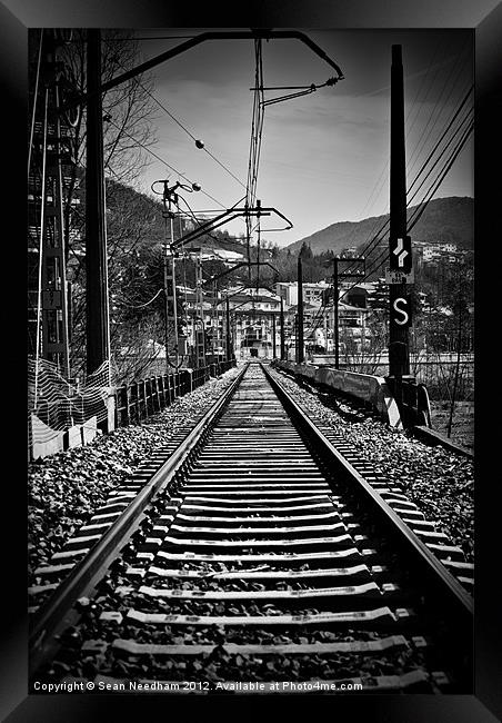 Single Track Railway Line Framed Print by Sean Needham