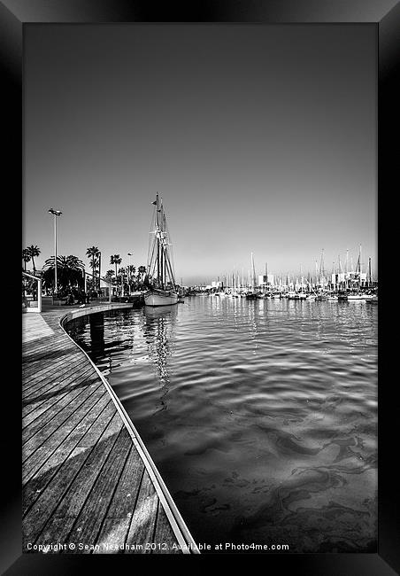 Boats, Port Vell, Barcelona Framed Print by Sean Needham