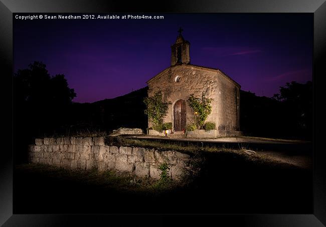 Mountain Chapel at Night (2) Framed Print by Sean Needham