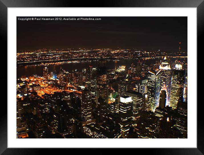 New York City at Night Framed Mounted Print by P H