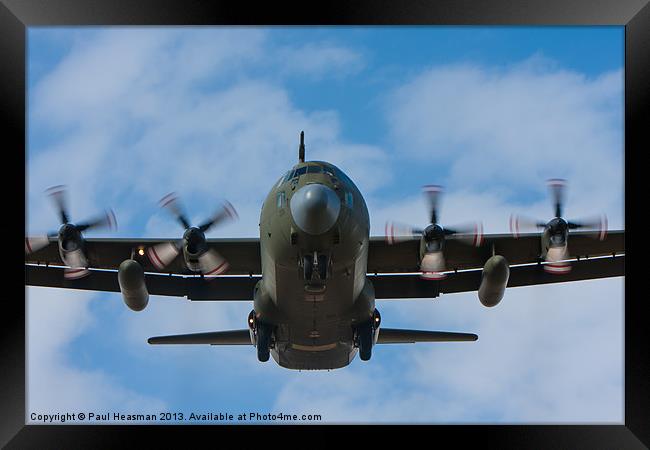 C-130 Hercules landing Framed Print by P H