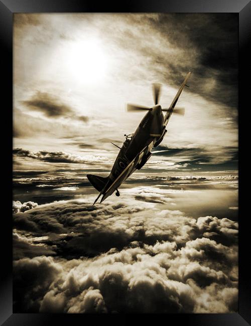 Spitfire fighter sepia Framed Print by P H