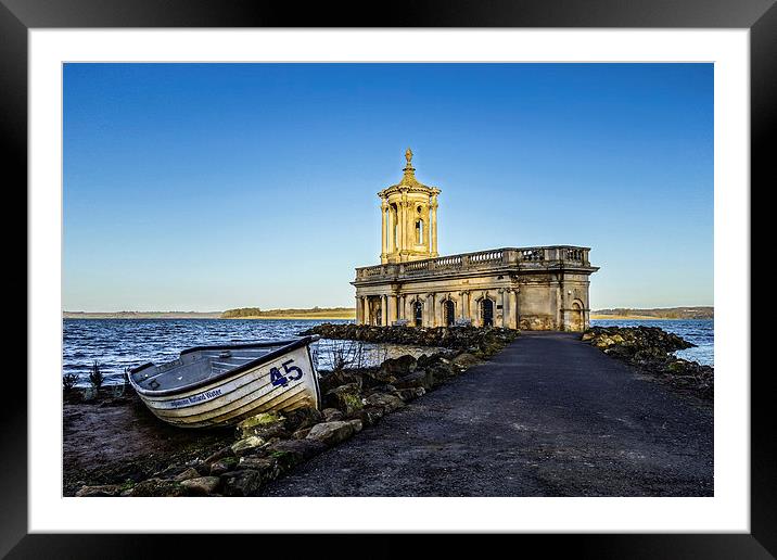  Normanton Church Rutland Water Framed Mounted Print by P H