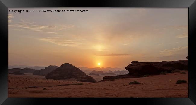 Desert Sunset Framed Print by P H