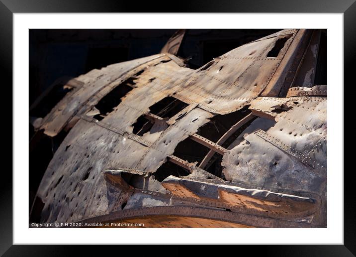 Crashed Catalina Warplane Framed Mounted Print by P H