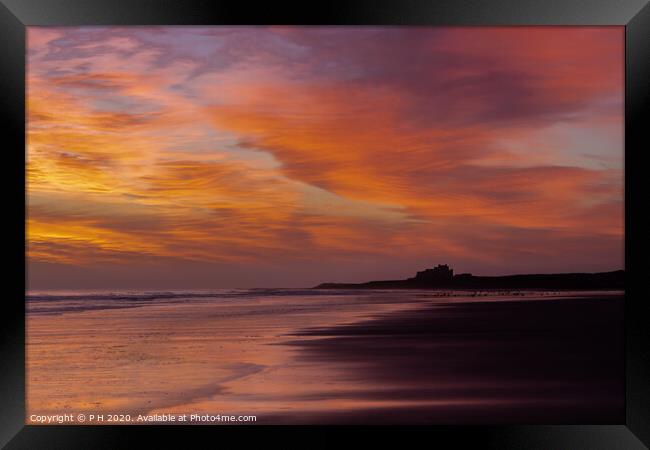 Sunrise in Northumberland Framed Print by P H