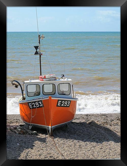Crab Boat, Branscombe Framed Print by suzie Attaway